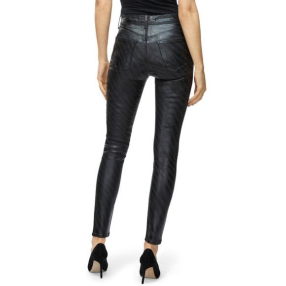 NWT J Brand black coated zebra high rise skinny jeans, 25 - Picture 6 of 12